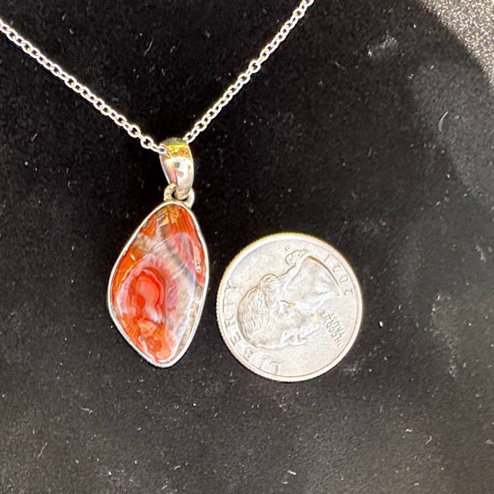Crazy Lace Agate Pendant 925 Silver - Picture 5 of 5